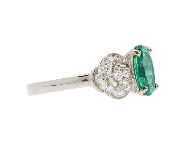 Artistic Ribbons - Emerald Diamond Ring