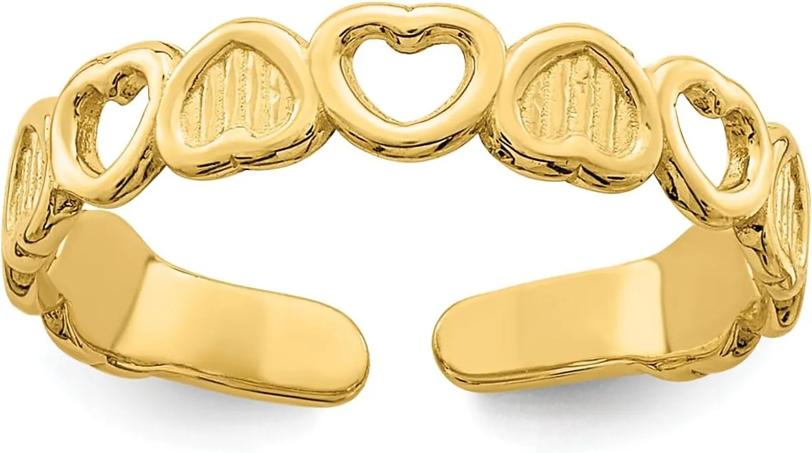Avariah 14k Yellow Gold Adjustable Heart Toe Ring
