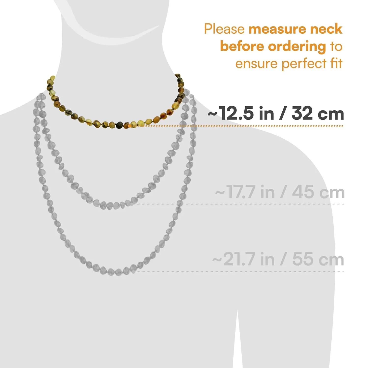 Baltic Amber Necklace (Authentic, Certified) - 12.5 inches - Unisex Jewelry - Green (Raw/Unpolished) - Real Amber Beads - Proud to Deliver Genuine Baltic Sea Wonder Handcrafted by Amber Guru