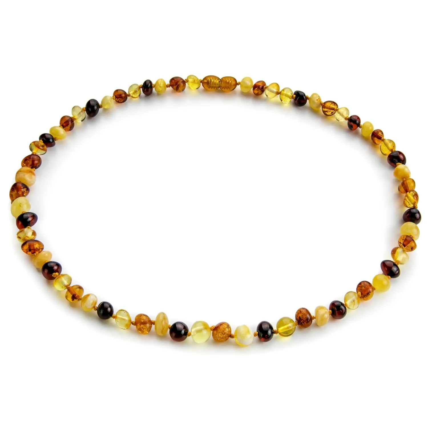 Baltic Amber Necklace for Women and Men (Authentic, Certified) - 17.7 inches, Multi (Polished) - Unisex Amber Jewelry for Adults - Amber Bead Necklace