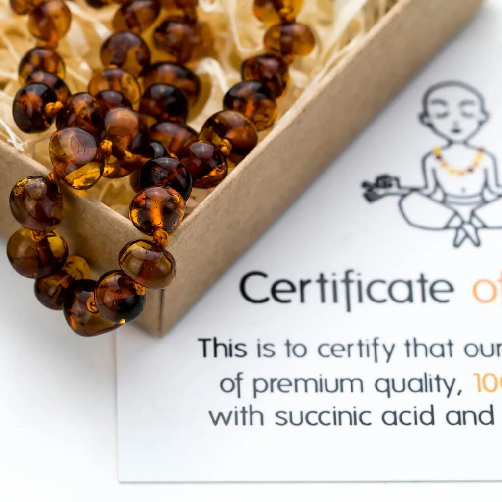 Baltic Amber Necklace for Women and Men (Authentic, Certified) - 21.7 inches, Cognac (Polished) - Unisex Amber Jewelry for Adults - Amber Bead Necklace