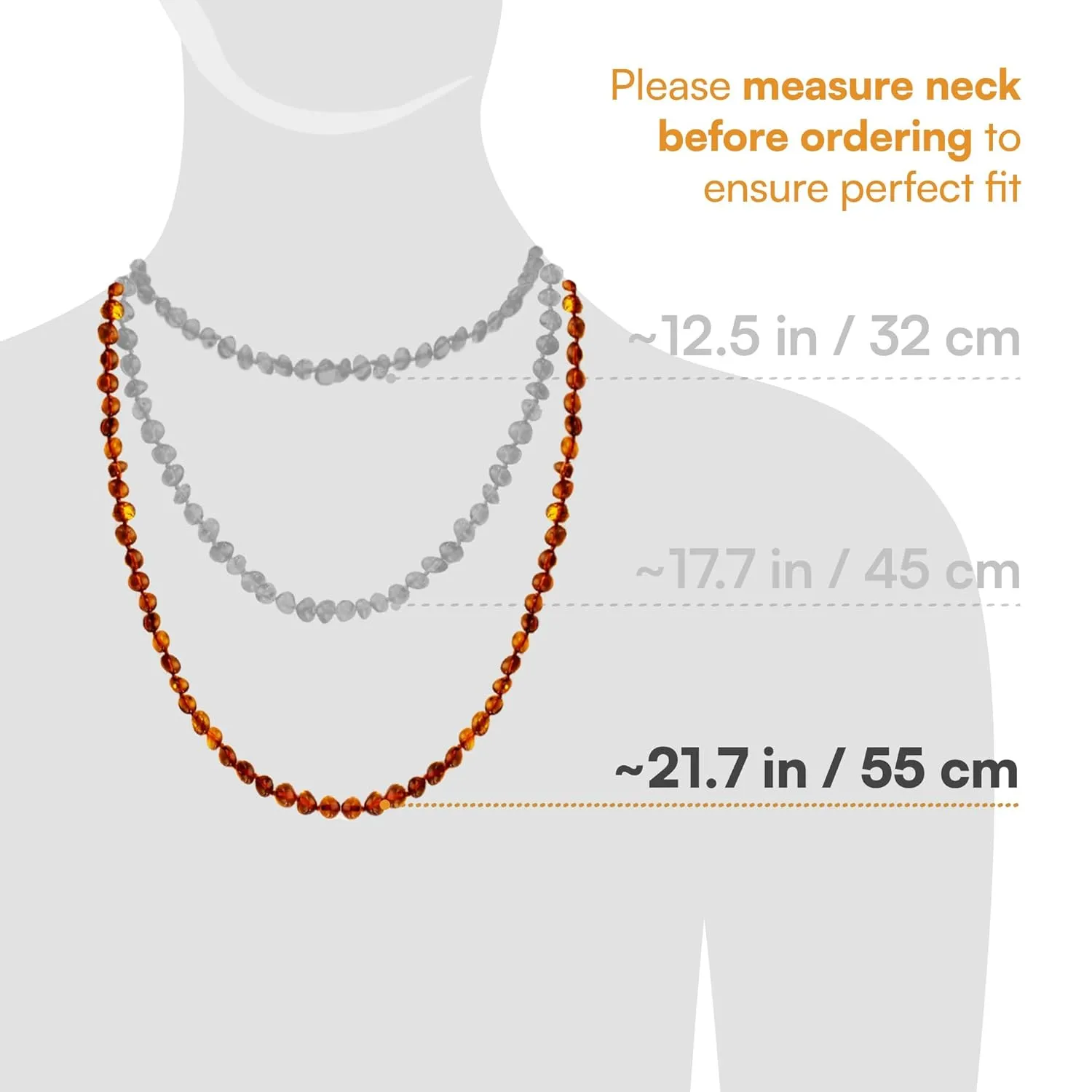 Baltic Amber Necklace for Women and Men (Authentic, Certified) - 21.7 inches, Cognac (Polished) - Unisex Amber Jewelry for Adults - Amber Bead Necklace
