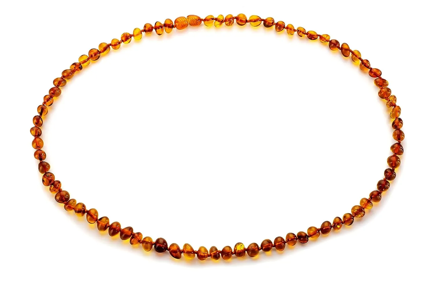 Baltic Amber Necklace for Women and Men (Authentic, Certified) - 21.7 inches, Cognac (Polished) - Unisex Amber Jewelry for Adults - Amber Bead Necklace