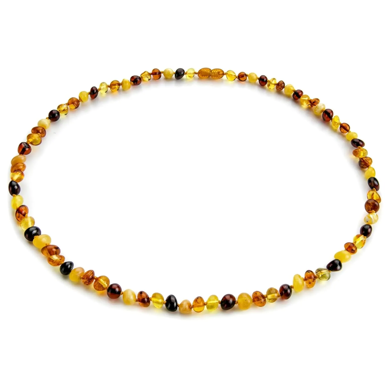 Baltic Amber Necklace for Women and Men (Authentic, Certified) - 21.7 inches, Multi (Polished) - Unisex Amber Jewelry for Adults - Amber Bead Necklace