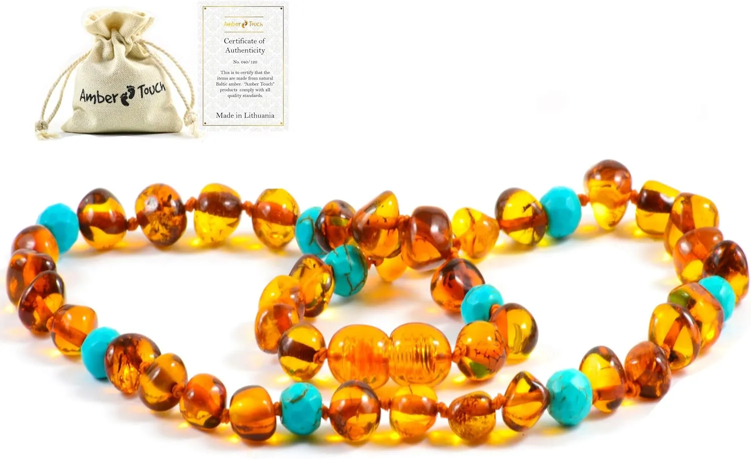 Baltic Amber Necklace - Natural Amber from Baltic Region, Genuine Amber 13 inch.