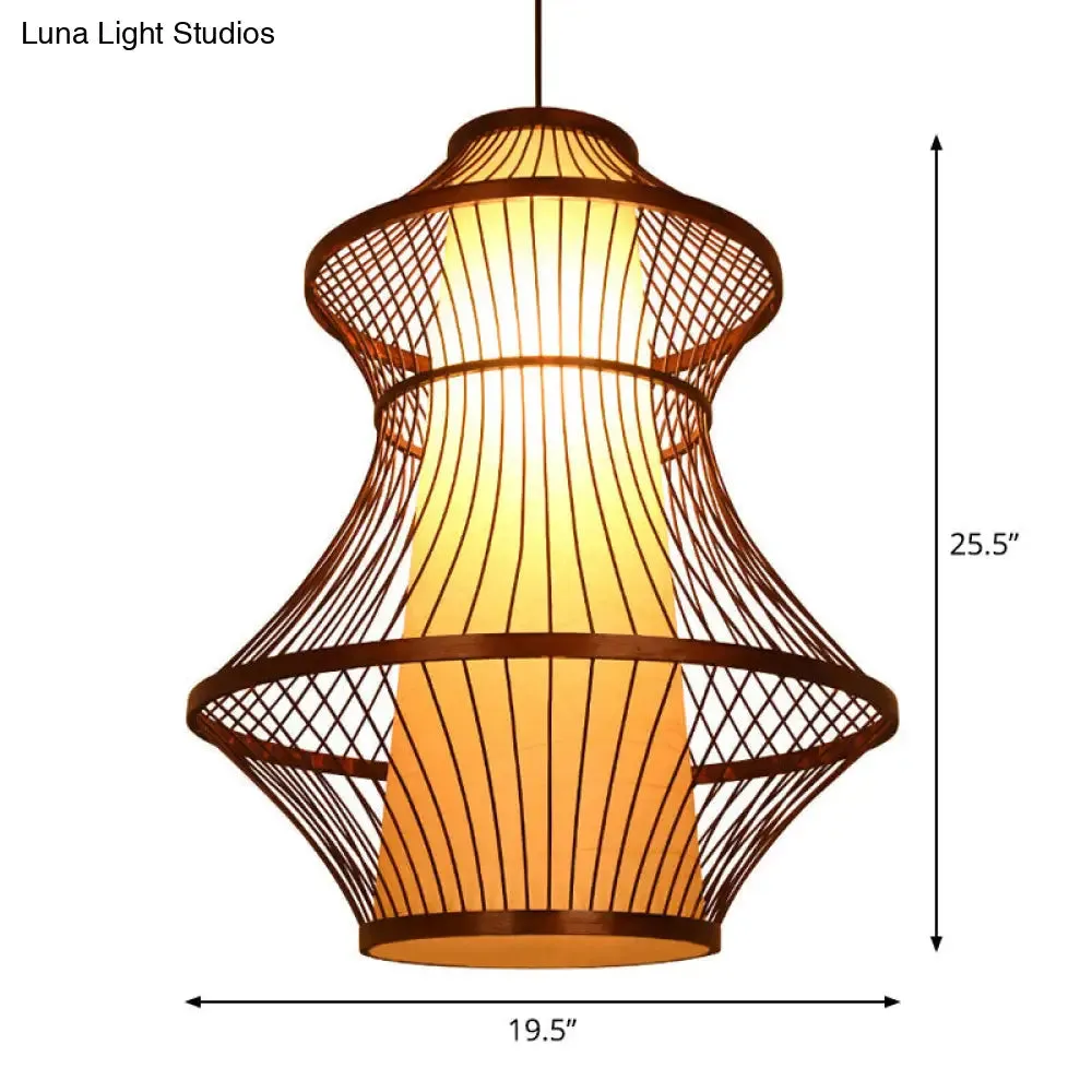 Bamboo Urn Pendant Light Kit in Asian Brown with 1 Bulb - Available in 3 Sizes