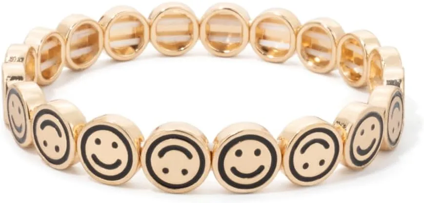 Bangle Paved Diamond Enamel Beaded Bracelets For Women Boho Gold Color Elastic Bracelets