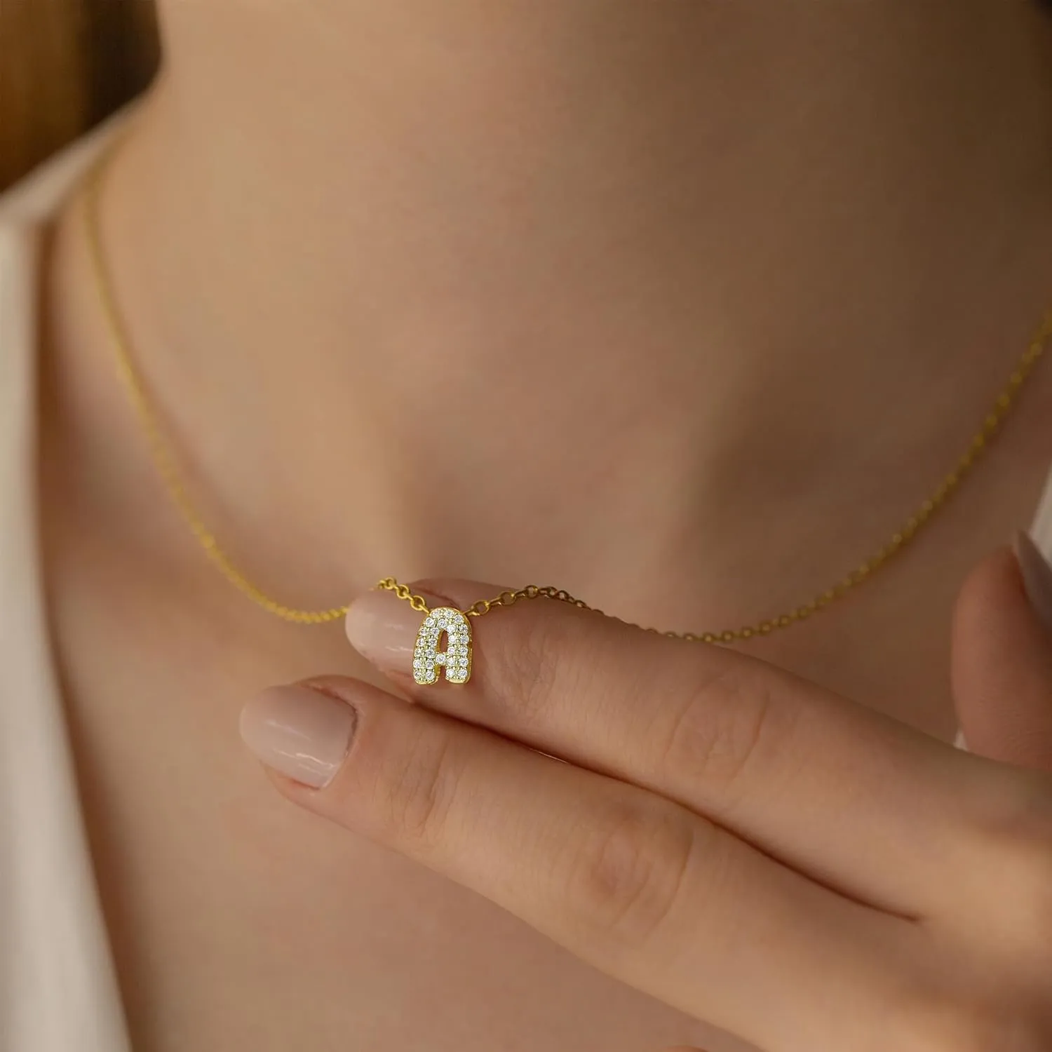 BAYLAY Gold Bubble Letter Necklace for Women Girls - 18K Gold Plated Bubble Letter Necklace Gold Letter Necklace Bubble Initial Necklace Bubble Letter Necklace Gold Jewelry for Women Teen Girls Gifts