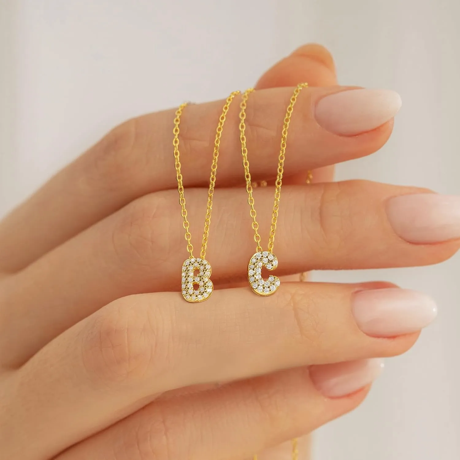 BAYLAY Gold Bubble Letter Necklace for Women Girls - 18K Gold Plated Bubble Letter Necklace Gold Letter Necklace Bubble Initial Necklace Bubble Letter Necklace Gold Jewelry for Women Teen Girls Gifts