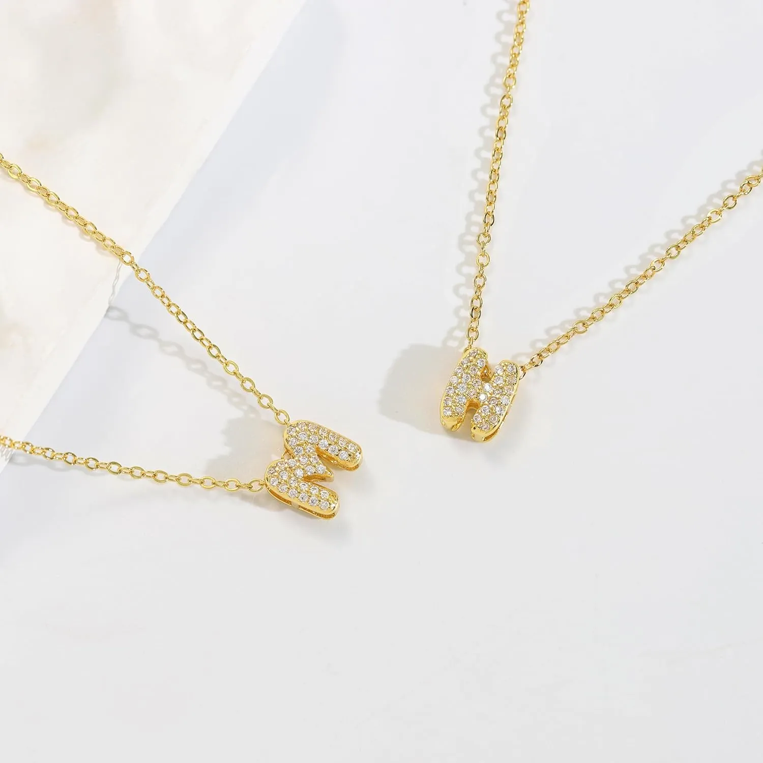 BAYLAY Gold Bubble Letter Necklace for Women Girls - 18K Gold Plated Bubble Letter Necklace Gold Letter Necklace Bubble Initial Necklace Bubble Letter Necklace Gold Jewelry for Women Teen Girls Gifts