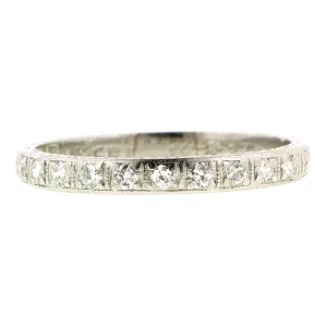 Bead Set Diamond Platinum Wedding Band