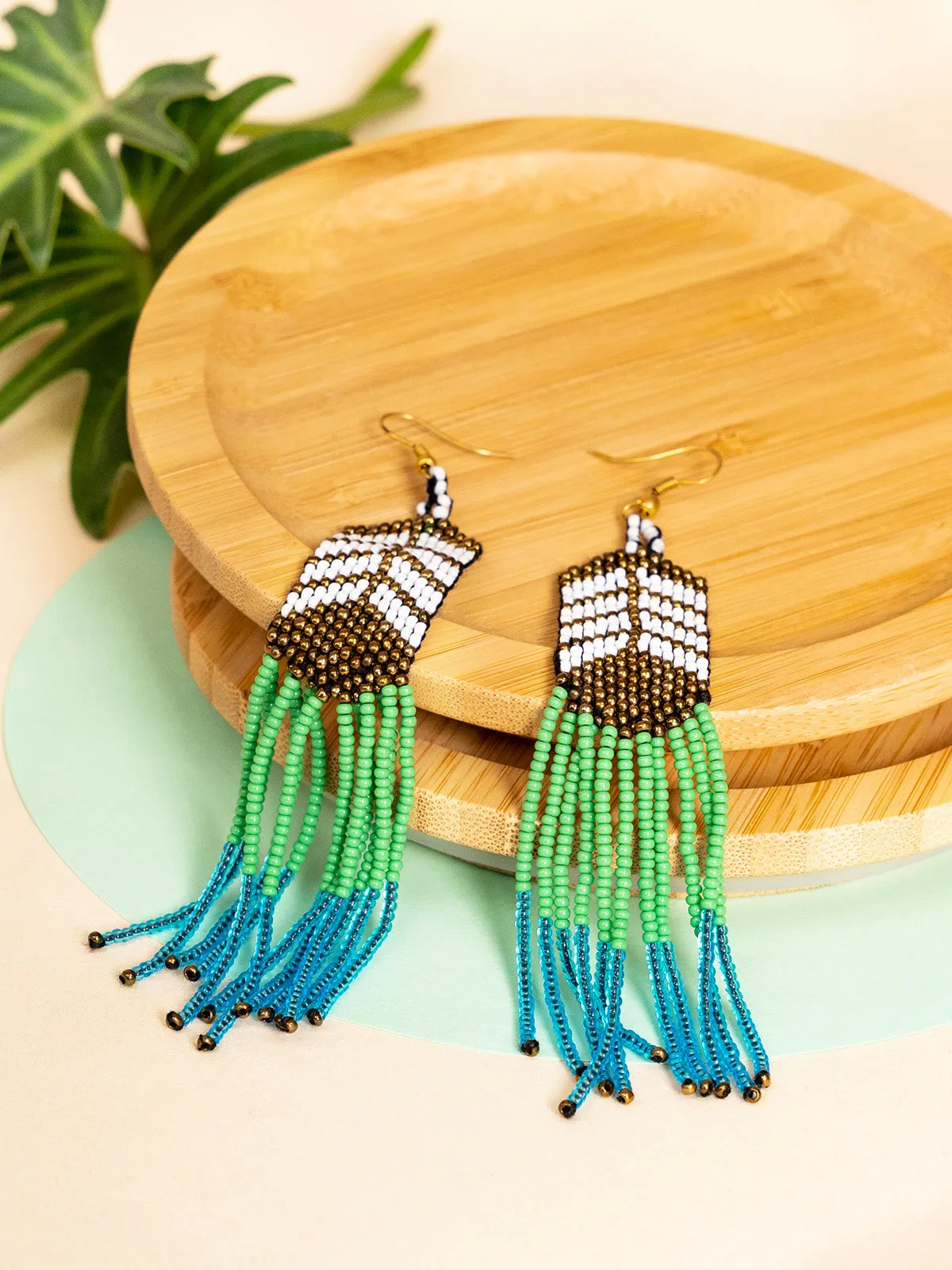 Beadwork Feather Color Inspired Earring