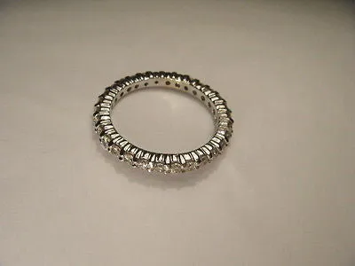 Beautiful Estate 14K White Gold Diamond Eternity Wedding Band Ring 6.5