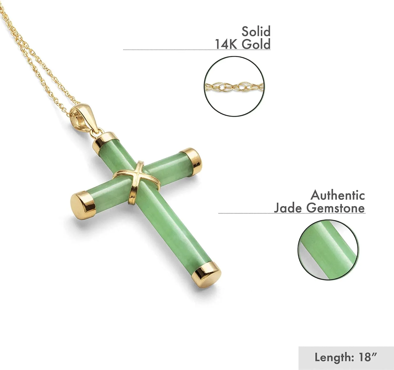 Belacqua Natural Cross Jade Pendant for Women | 14K Gold/Sterling Silver | With Chain/Without Chain| Gift Box Included