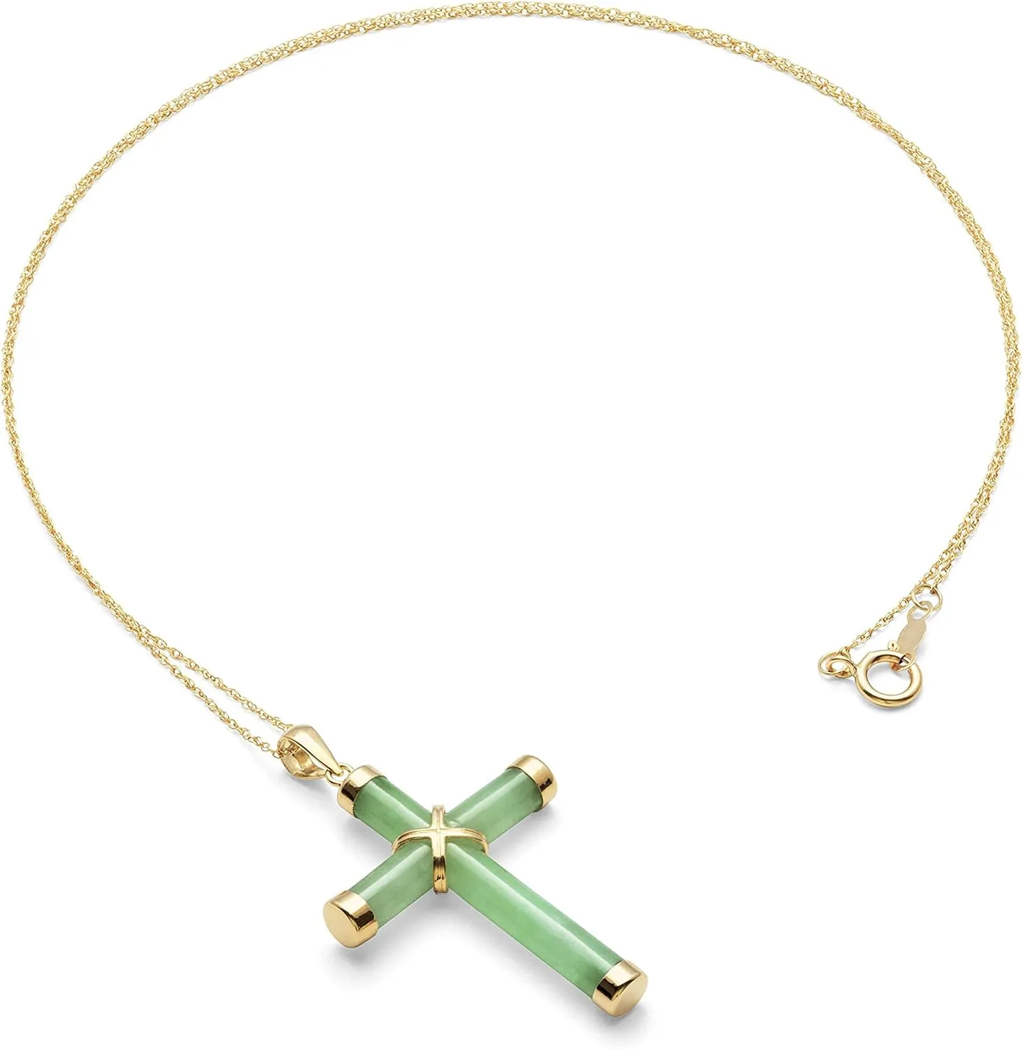 Belacqua Natural Cross Jade Pendant for Women | 14K Gold/Sterling Silver | With Chain/Without Chain| Gift Box Included