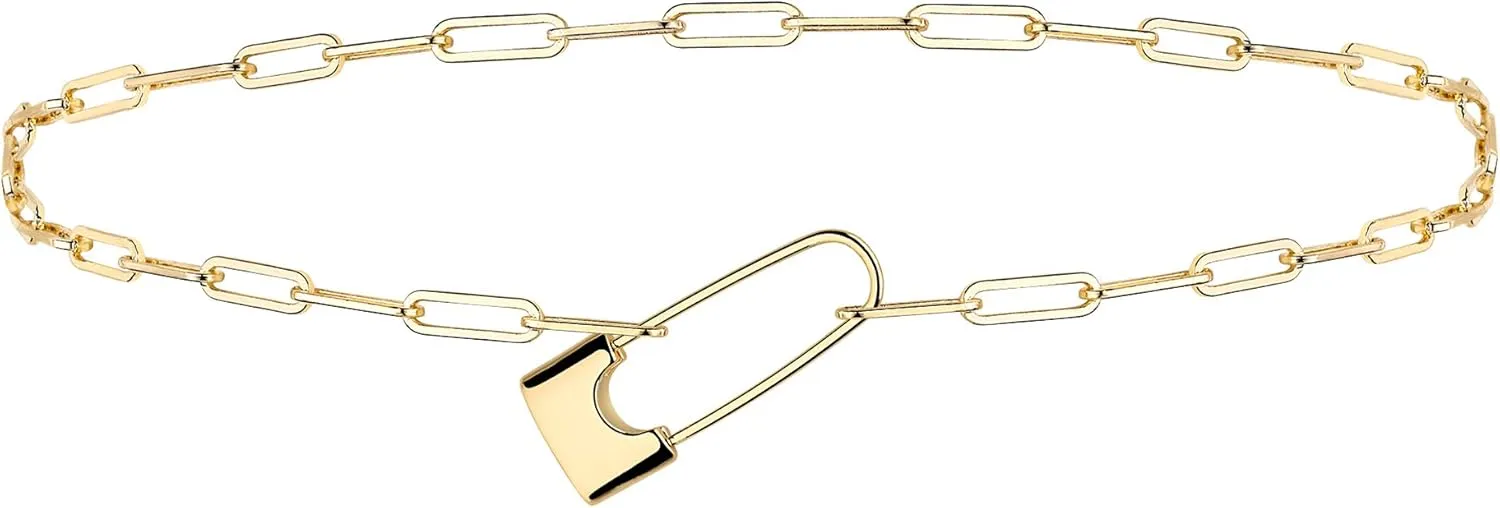 BENEIGE Gold Choker Necklaces for Women 14K Gold Plated Simple Chain Choker Necklace Minimalist Simple Hypoallergenic Adjustable Jewelry for Women