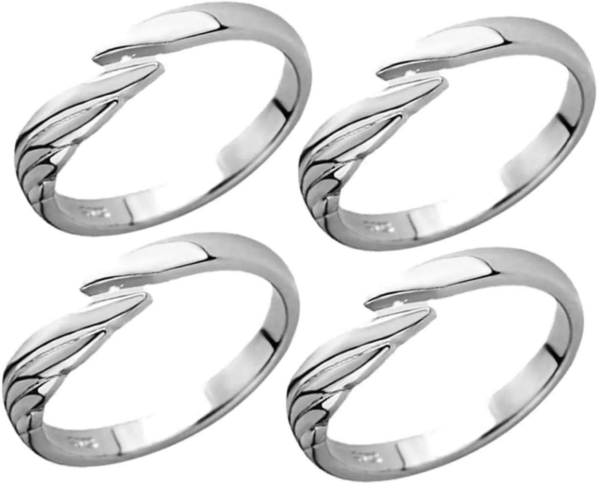 BESPORTBLE 4Pcs Couple Rings Minimalist Angel Demon Promise Rings for Women and Men Style Simple Open Birthdays and Anniversaries