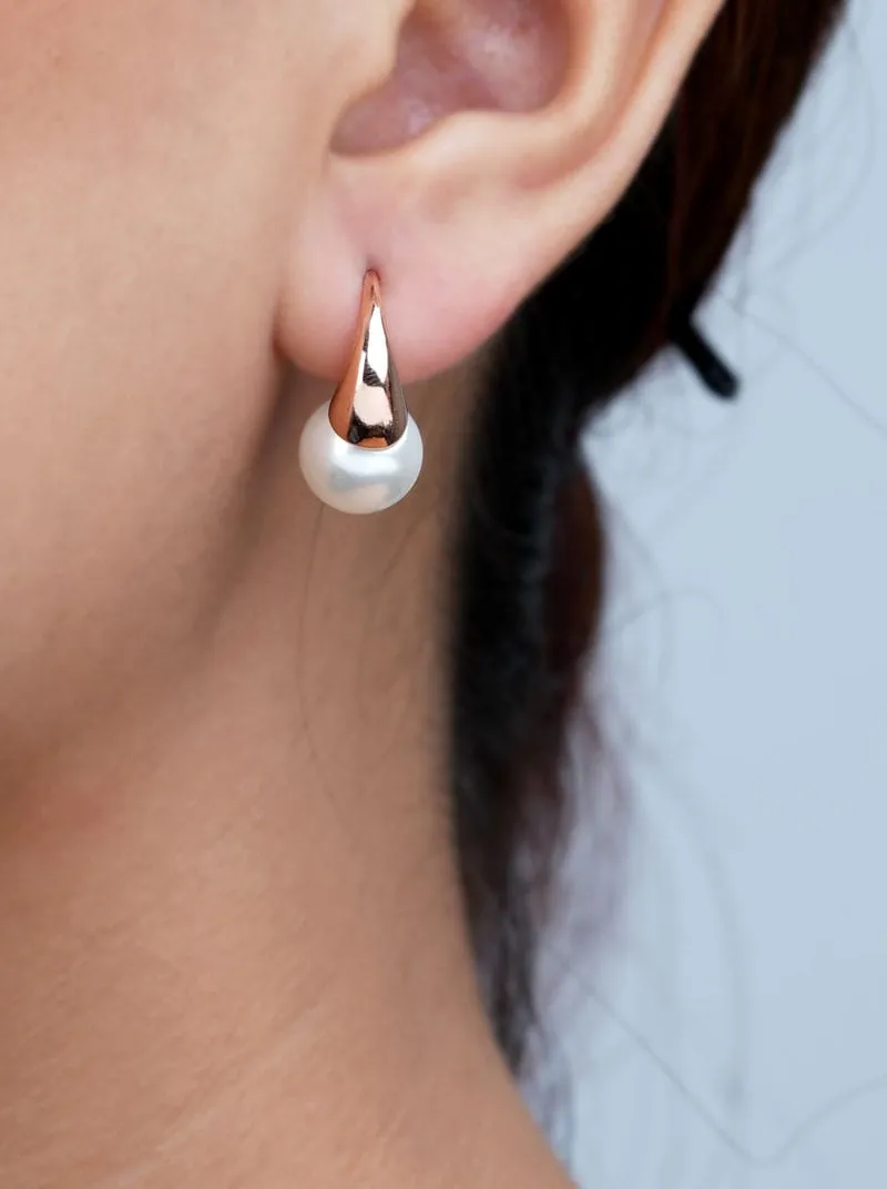 Big Pearl Ear Spike Earrings (Pure Silver)