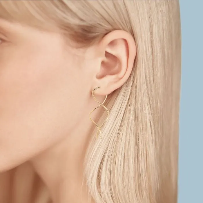 Birks 18K Yellow Gold Two Loop Wire Earrings
