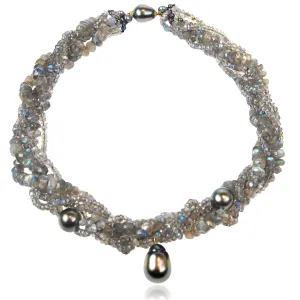 Black Tahitian Pearl & Labradorite Necklace