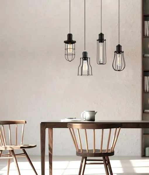 Blackband Single Iron Cage Pendant Angled
