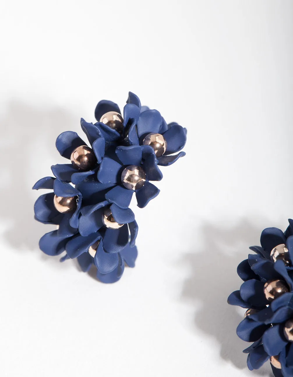 Blue Mini Cluster Flower Hoop Earrings