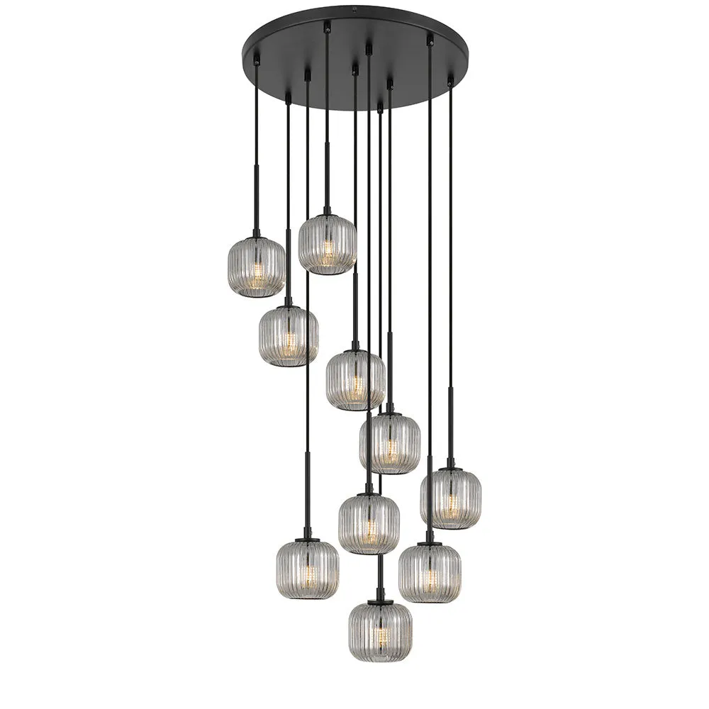 Bobo 10 x 3w G9 Warm White LED Pendant Black and Smoke