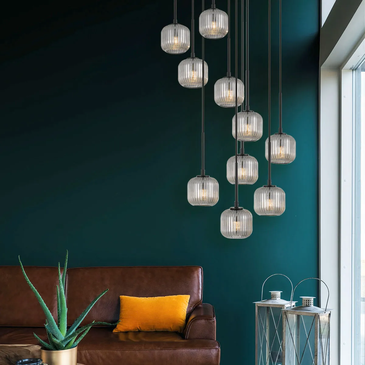 Bobo 10 x 3w G9 Warm White LED Pendant Black and Smoke