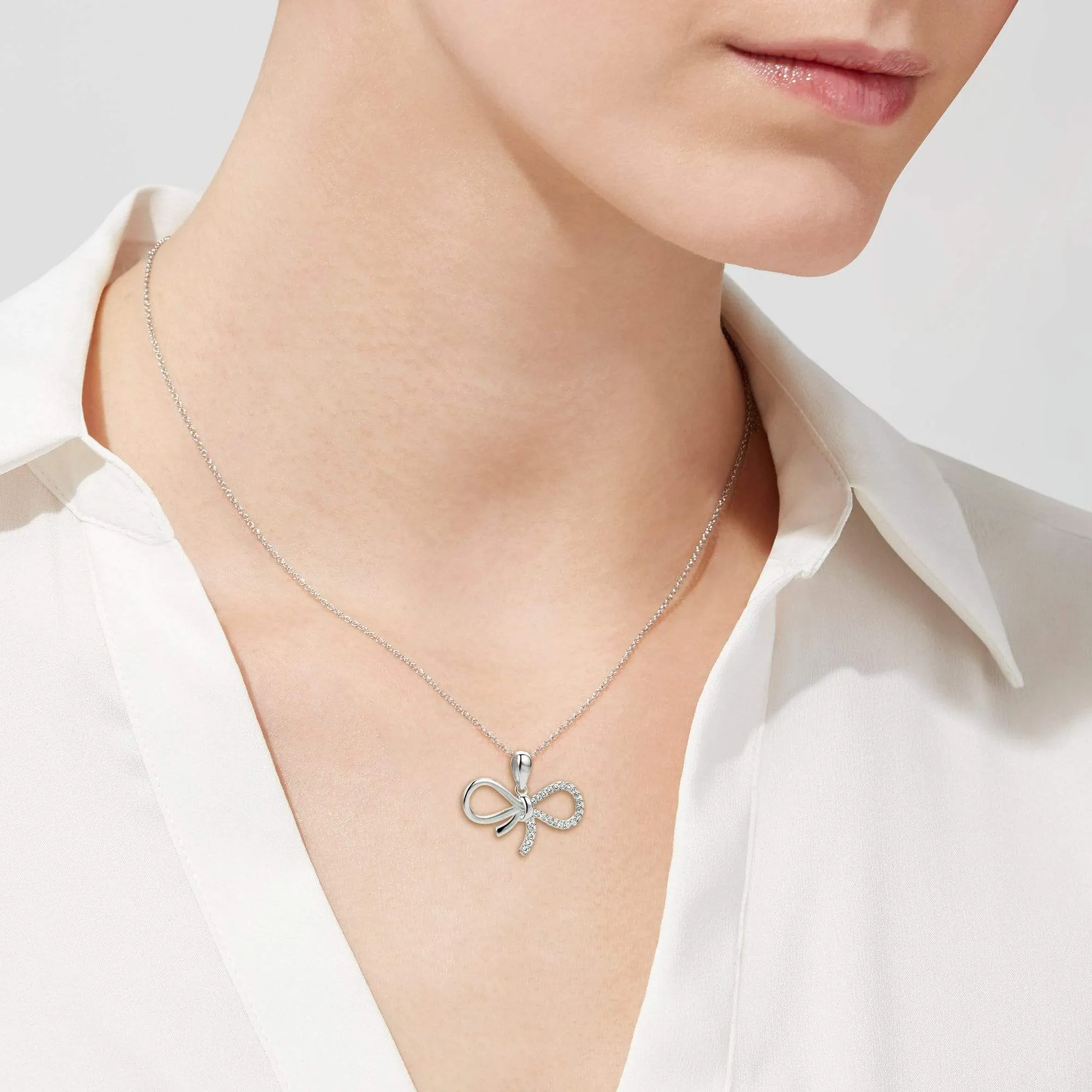 Bow Necklace Sterling Silver