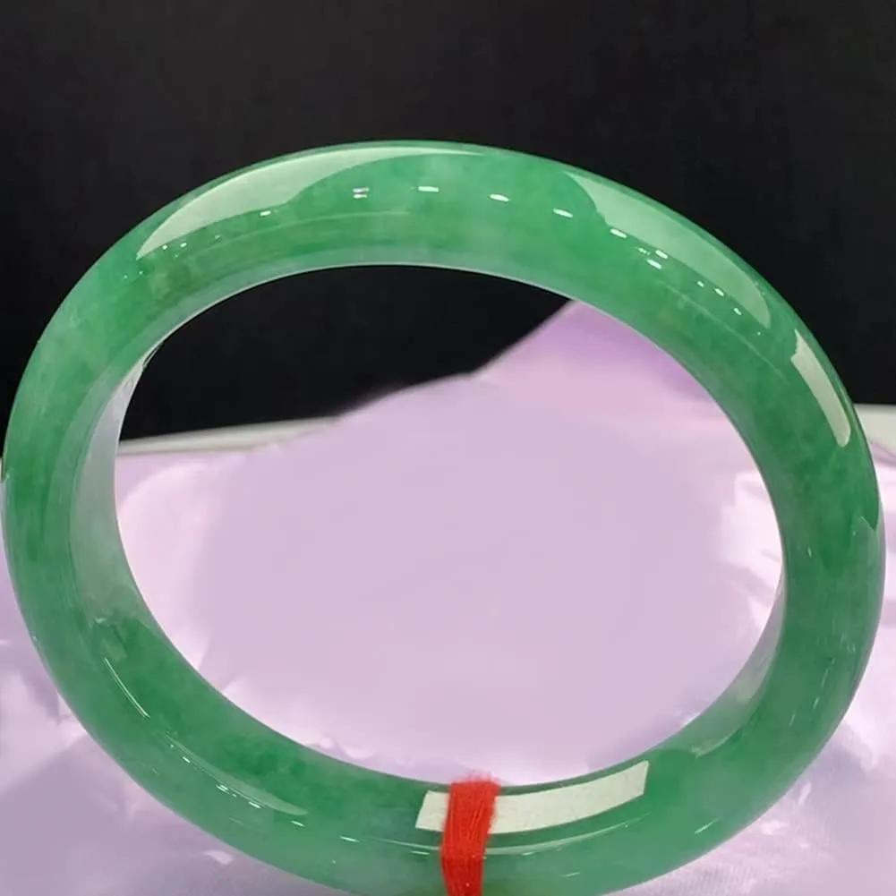 Burmese Jade Bangle Bracelet for Women Retro Chinese Style Natural Green Jadeite Bangles with Certificate (Size : 54mm)