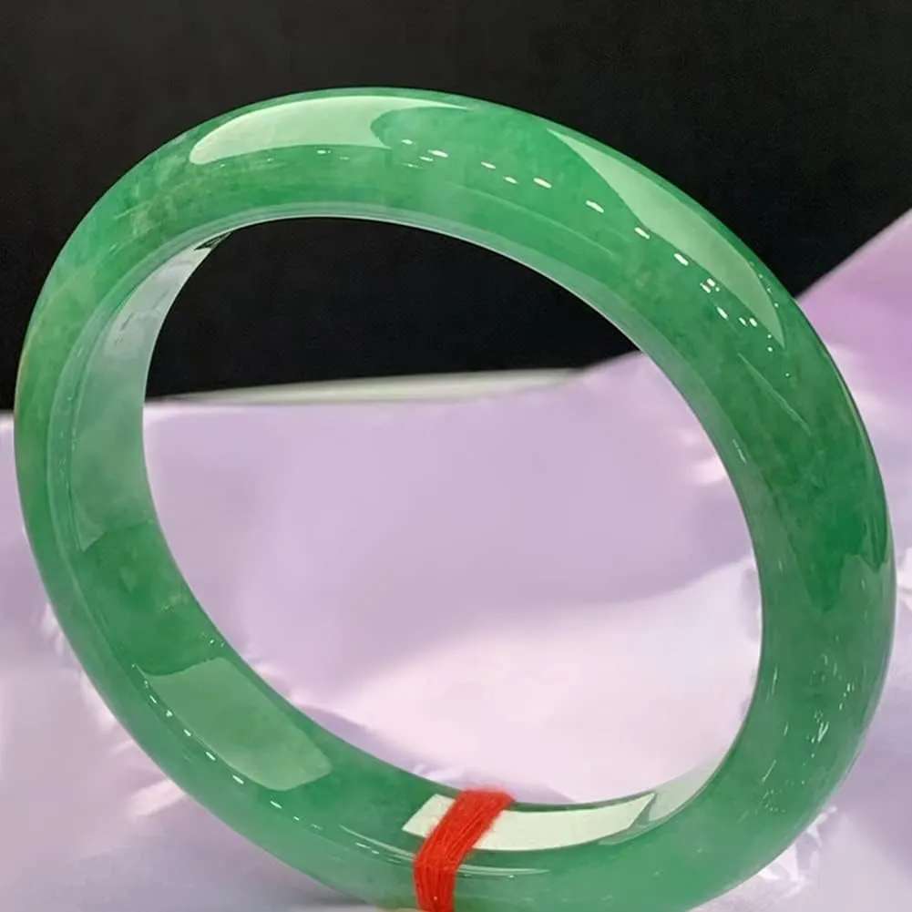 Burmese Jade Bangle Bracelet for Women Retro Chinese Style Natural Green Jadeite Bangles with Certificate (Size : 54mm)