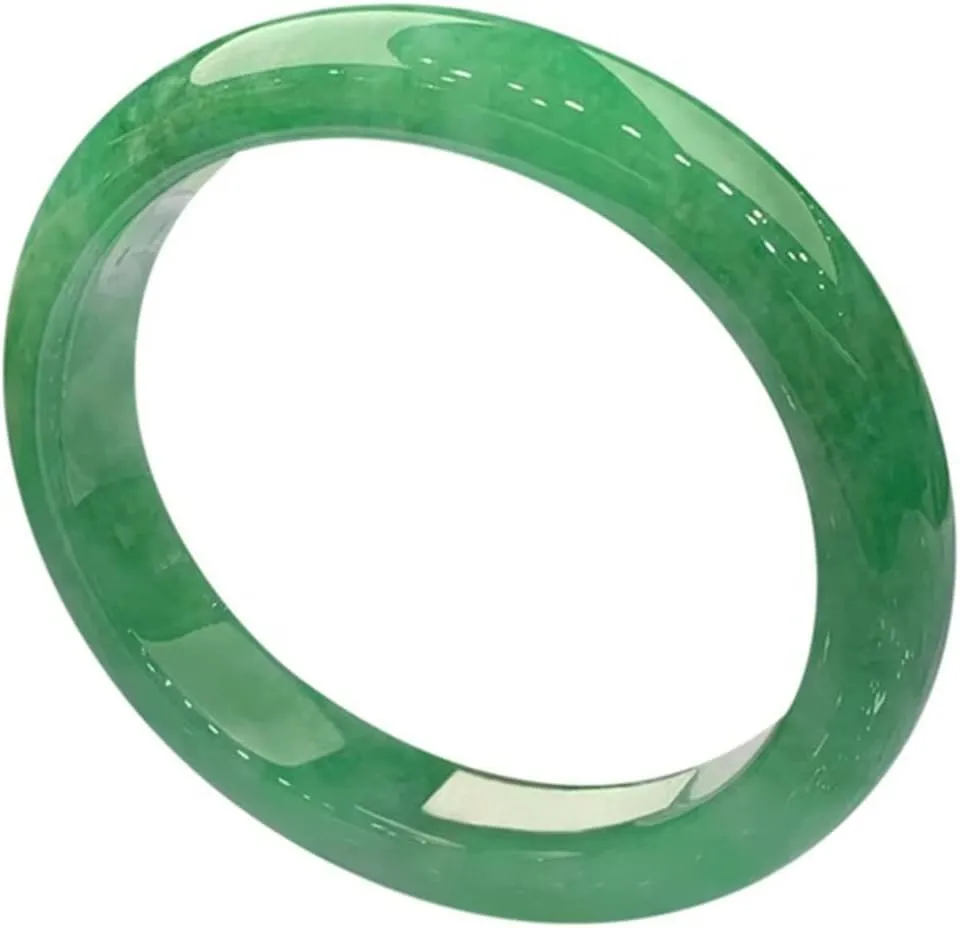 Burmese Jade Bangle Bracelet for Women Retro Chinese Style Natural Green Jadeite Bangles with Certificate (Size : 54mm)