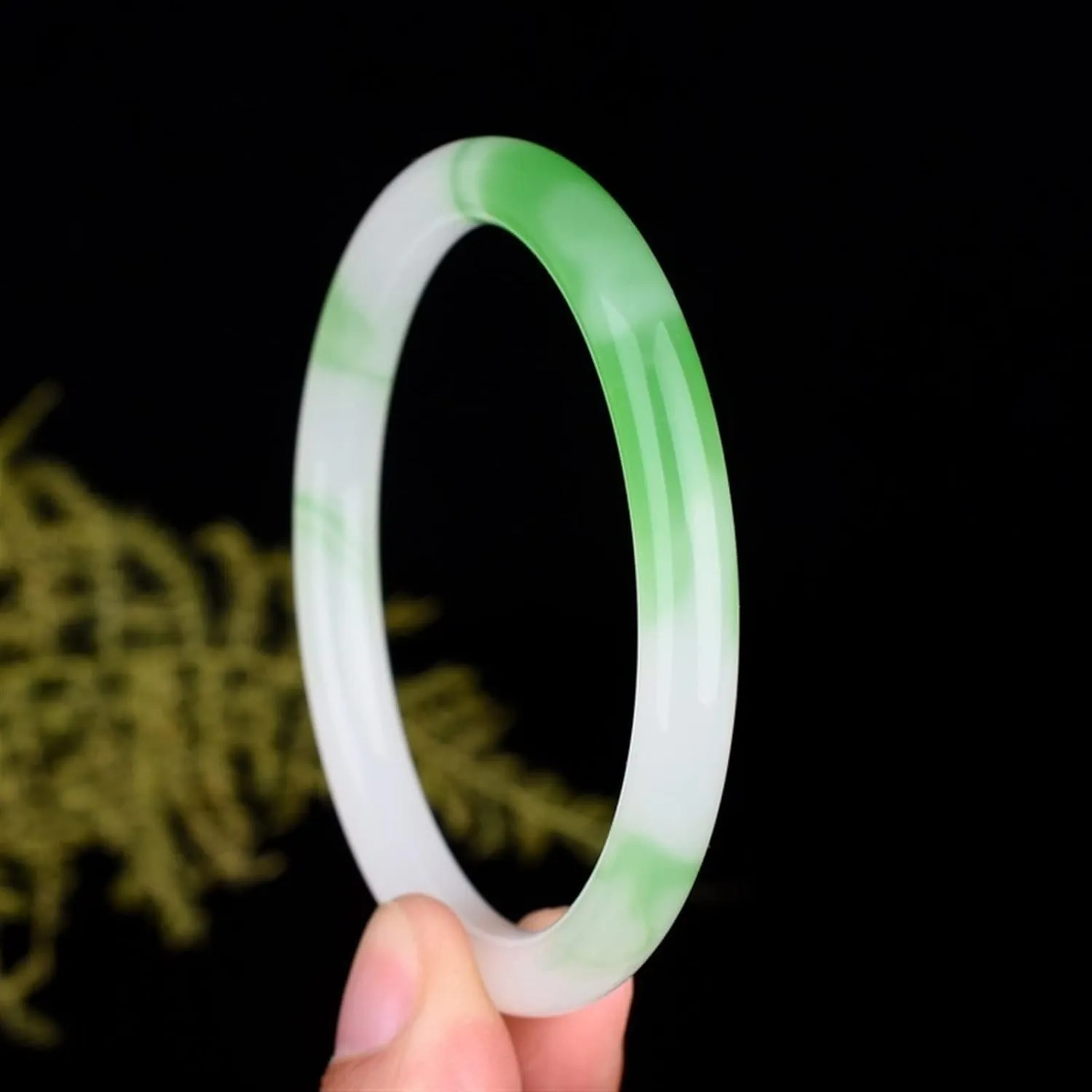 CAOMIAN Green White Jade Bangle Bracelet Genuine Natural Carved Fashion Charm Jadeite Jewelry Accessories Amulet For Men Women Luck Gift