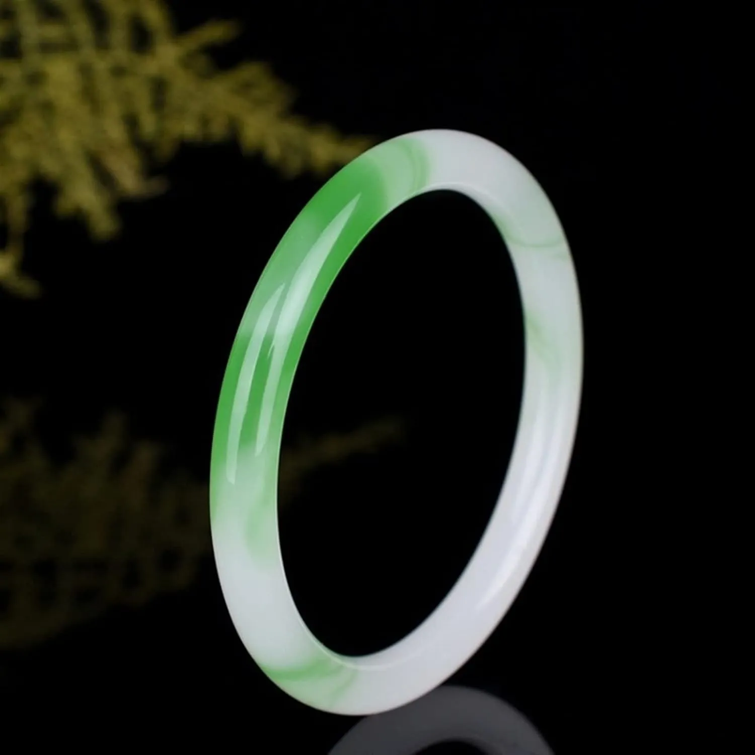 CAOMIAN Green White Jade Bangle Bracelet Genuine Natural Carved Fashion Charm Jadeite Jewelry Accessories Amulet For Men Women Luck Gift