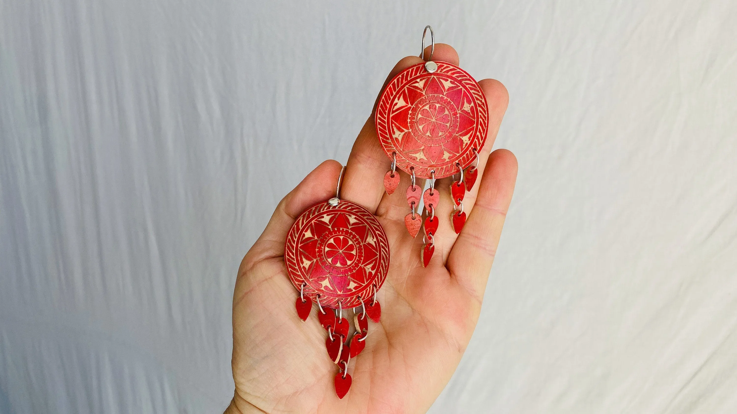 Carved Gourd Earrings. Sterling Silver. Oaxaca, Mexico. 0011