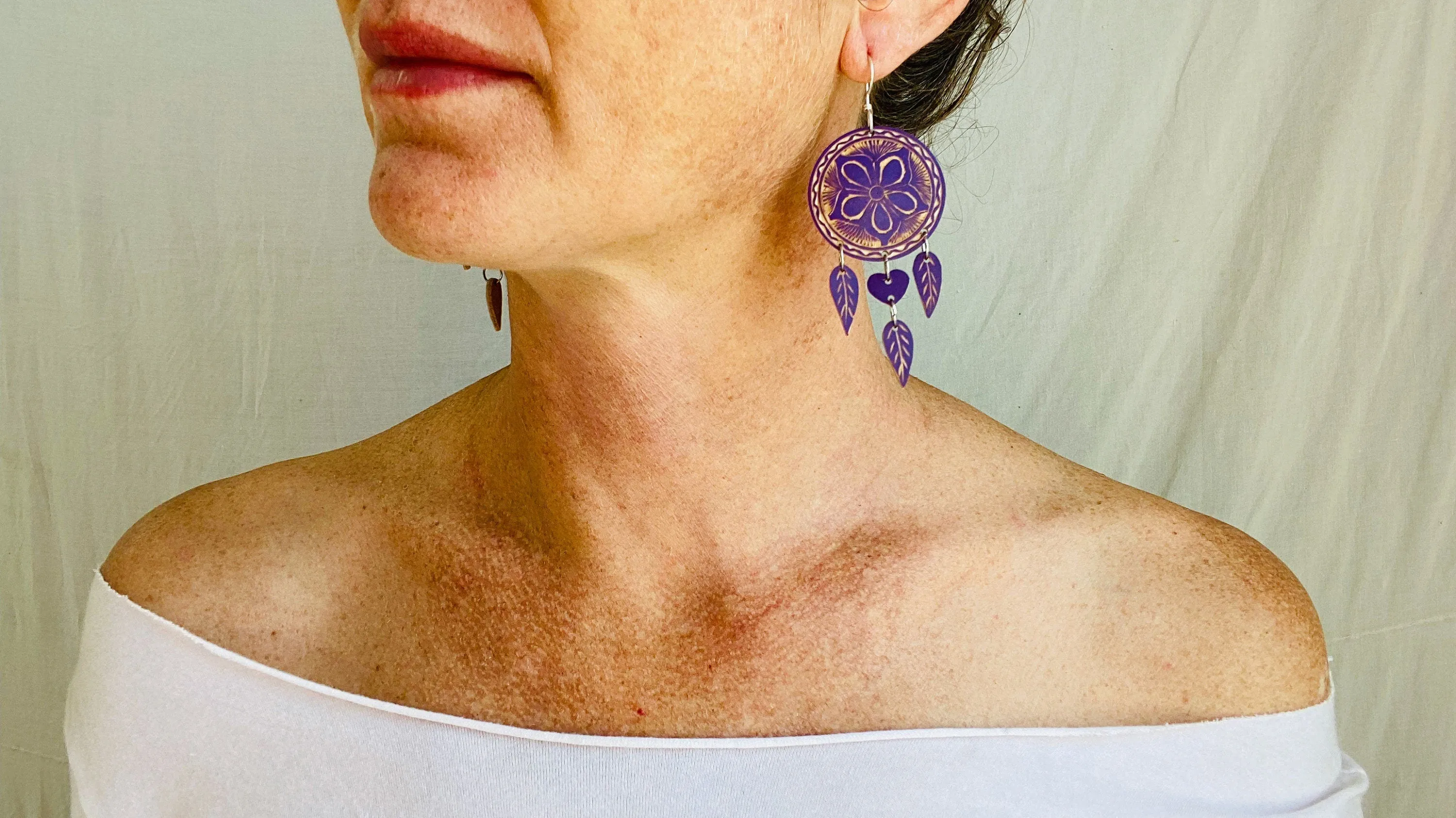 Carved Gourd Earrings. Sterling Silver. Oaxaca, Mexico. 0343