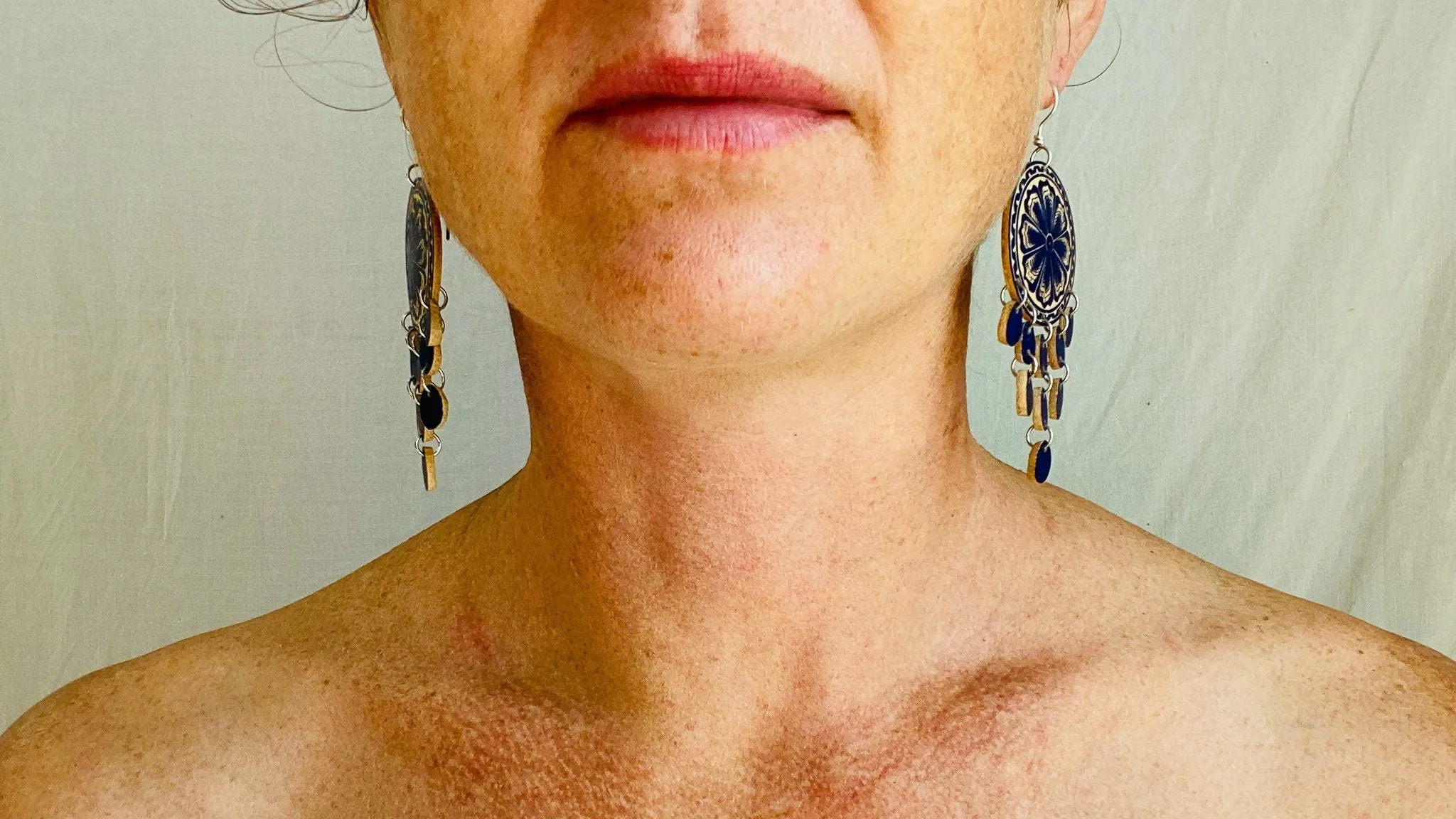 Carved Gourd Earrings. Sterling Silver. Oaxaca, Mexico. 0345