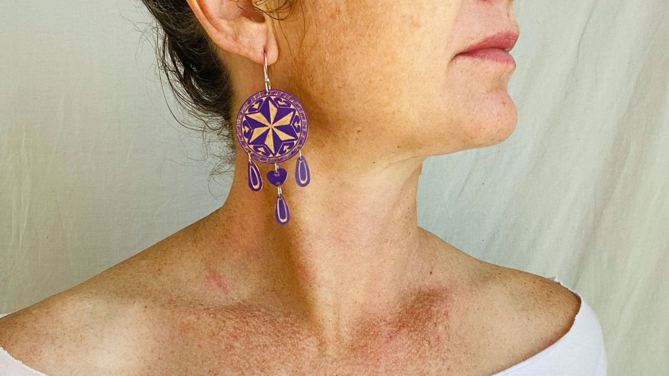 Carved Gourd Earrings. Sterling Silver. Oaxaca, Mexico. 0346