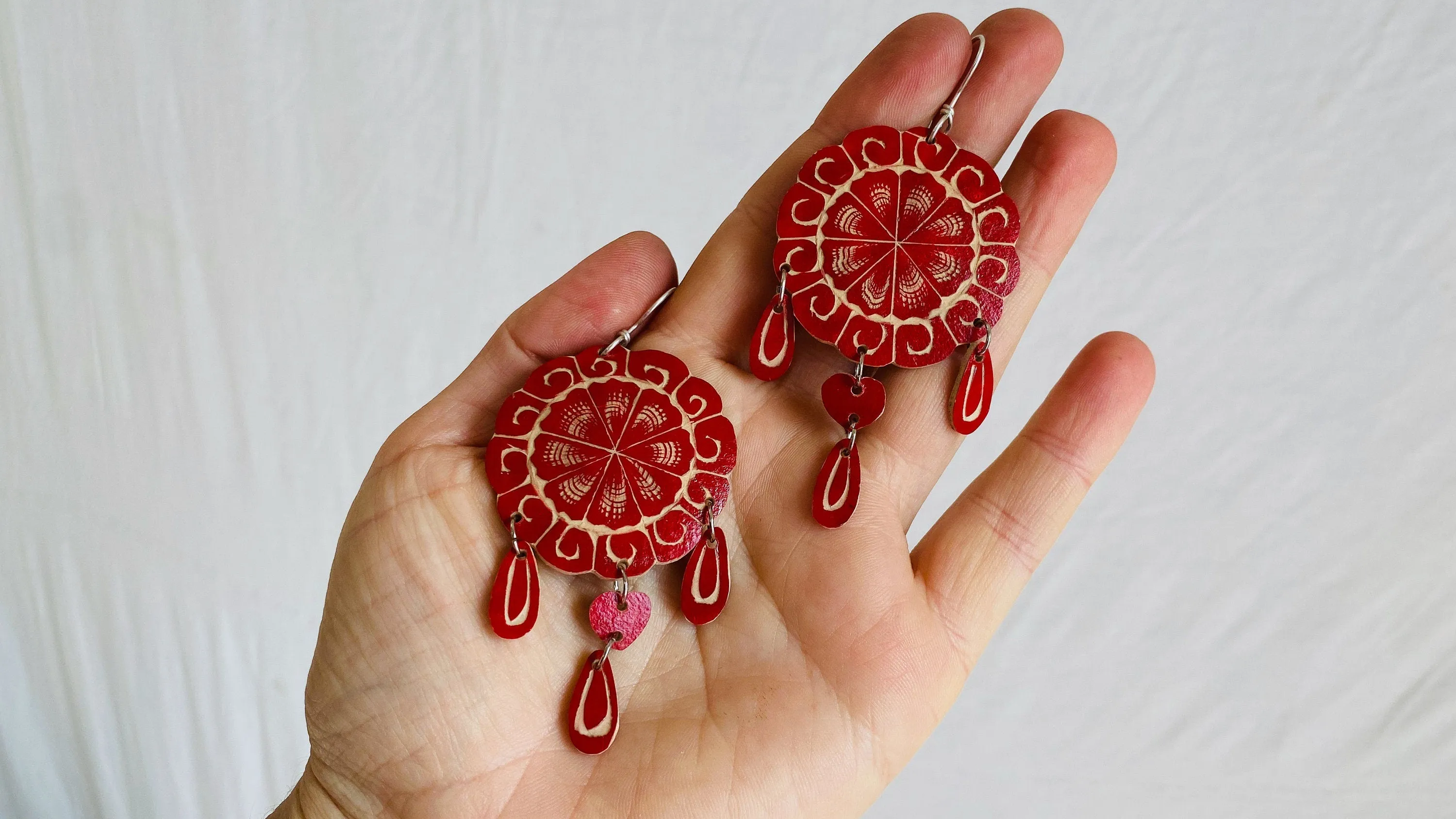 Carved Gourd Earrings. Sterling Silver. Oaxaca, Mexico. 0363