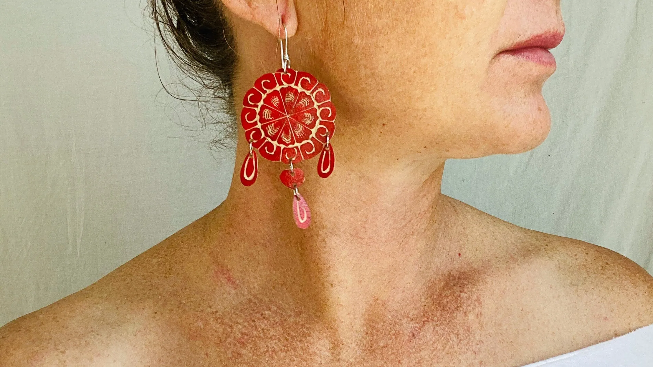 Carved Gourd Earrings. Sterling Silver. Oaxaca, Mexico. 0363