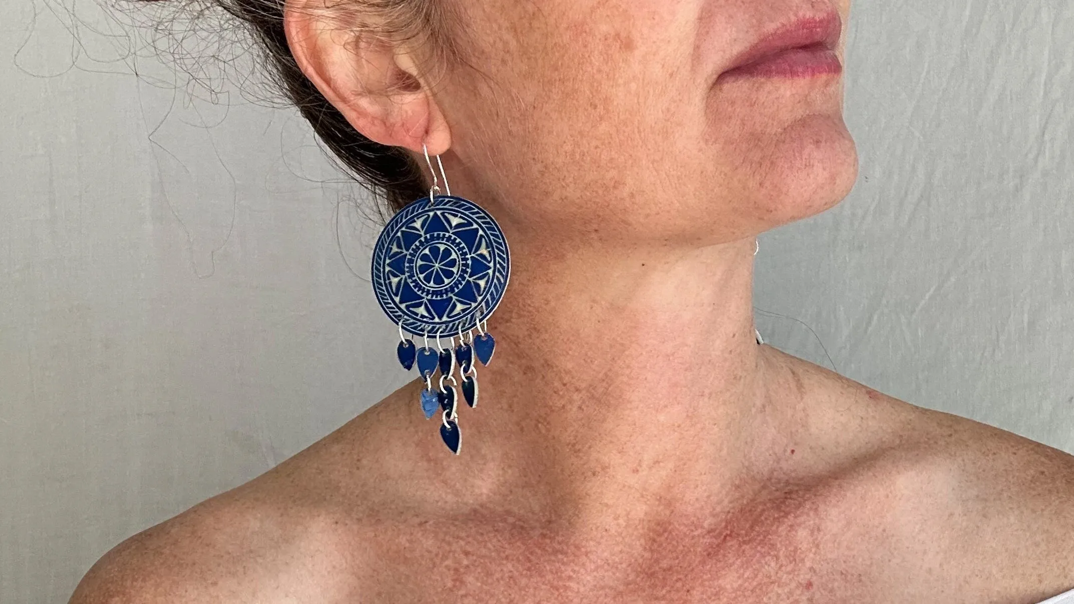 Carved Gourd Earrings. Sterling Silver. Oaxaca, Mexico. 0619