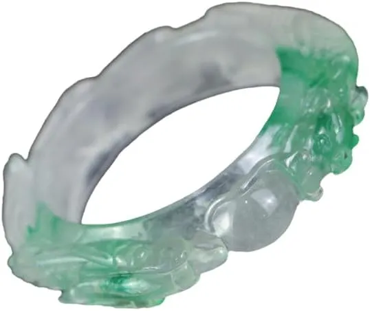 Carved Jade Bracelet Bangle for Women Fashion Unique Design Genuine Stone Jade Bangle Healing Wealth Good Luck Feng Shui Bracelet for Woman Christmas Birthday Gift