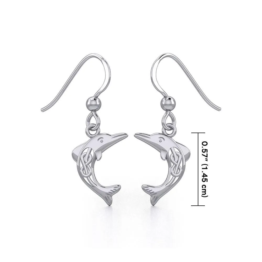 Celtic Joyful Dolphins Silver Earrings TER1924