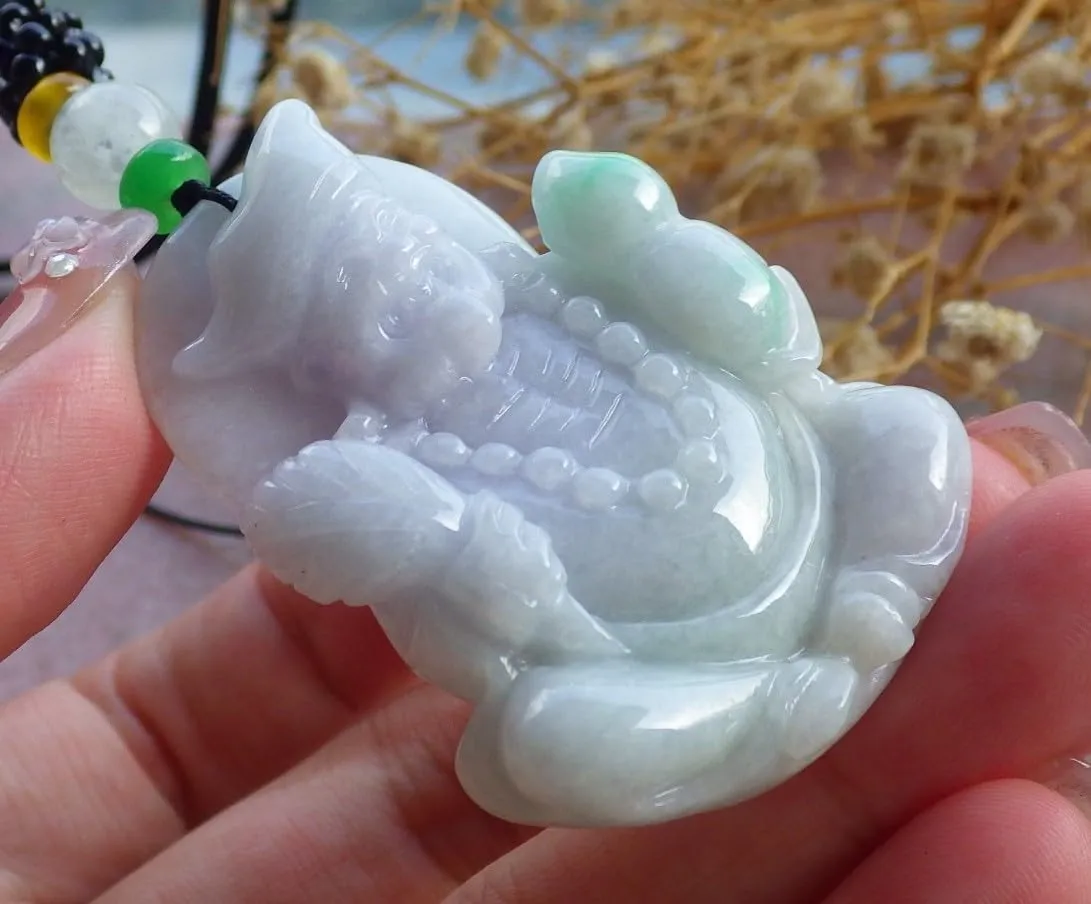 Certified Green 100% A Jade jadeite pendant Ji Kung Buddha God 682305 AS