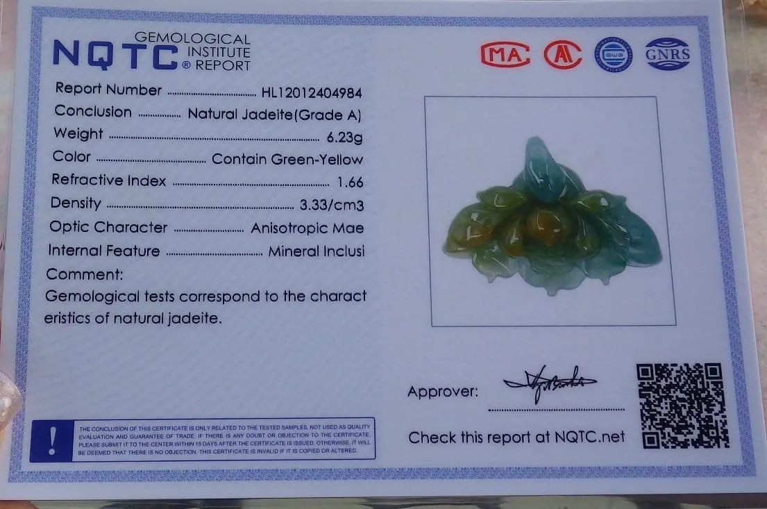 Certified Green A Jade jadeite Pendant Lotus Orchid Flower Ring 682886 AS