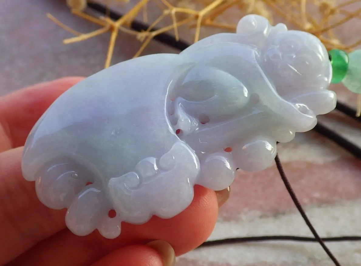 Certified Green Lavender Burma 100% Natural A Jade jadeite Pendant Monkey Axe Coin Ruyi Necklace ???? 685717 AS
