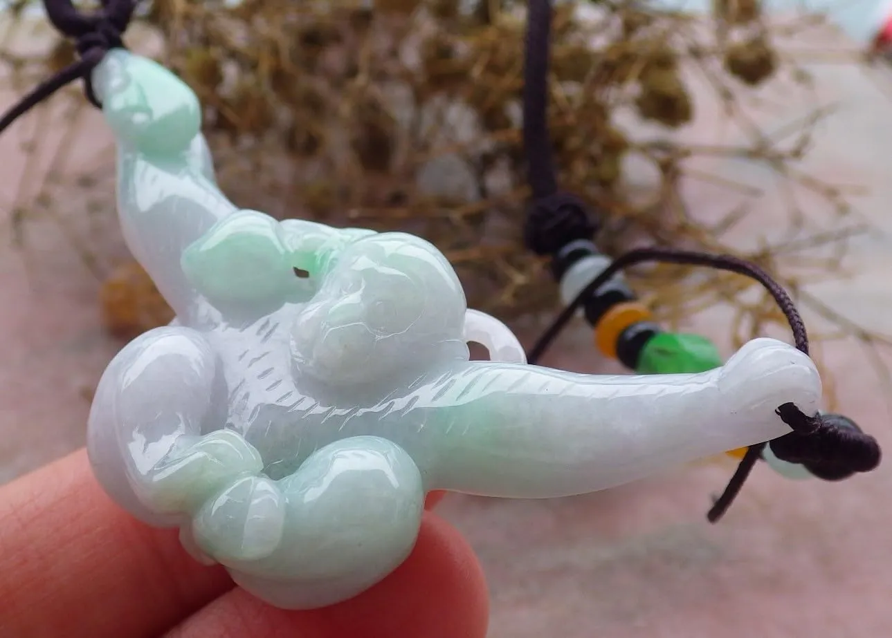 Certified Green Myanmar A Jade jadeite Pendant Monkey Peach Ruyi ???? 664257 AS