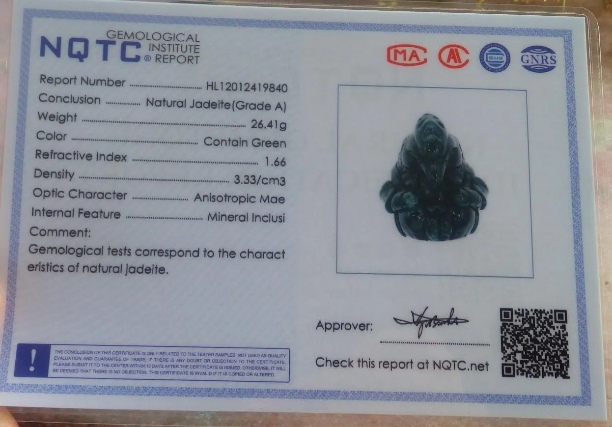 Certified Green Natural A Jade jadeite Pendant Rooster Phoenix 694014 AS