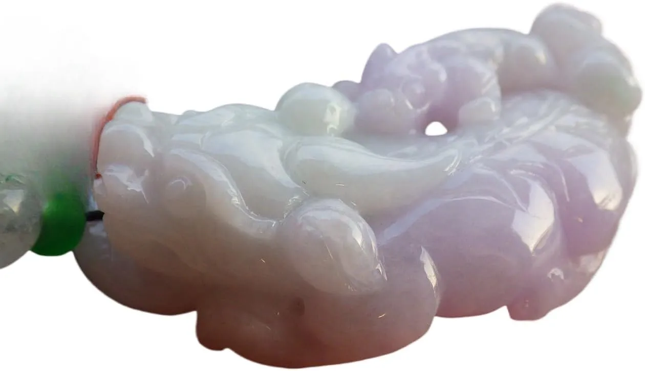 Certified Lavender A Jade jadeite Pendant Dragon Pi Xiu ???? 682415 AS