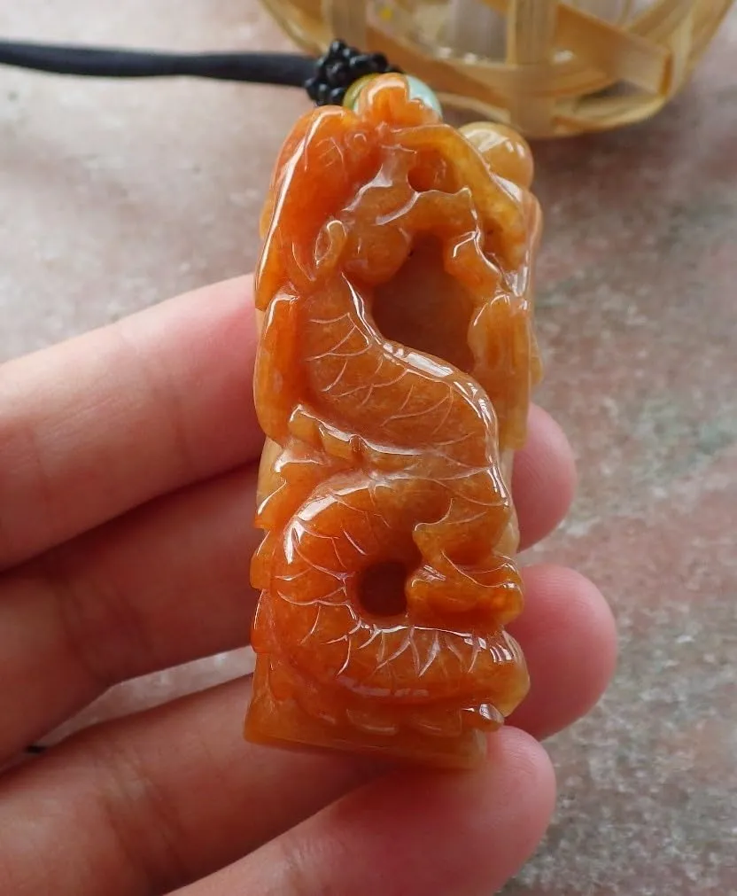 Certified Red Burma Natural A Jade jadeite Pendant Dragon Bamboo ?????? 678427 AS